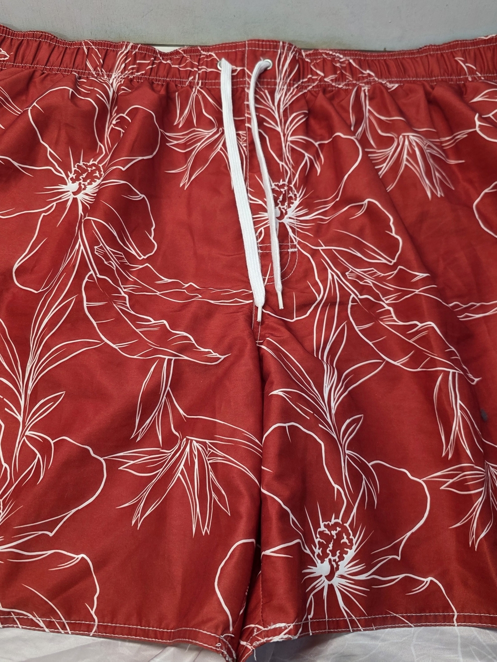 Croft & Barrow Men’s 4XB Swim Trunks Red White Floral Cargo Board Shorts